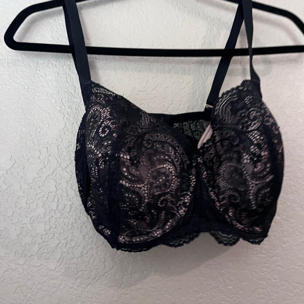 ThirdLove 24/7 Lace Balconette Bra 36 E Classic Underwire Push Up Black Tan 36DD - Picture 3 of 7